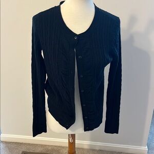 Eddie Bauer Black Cardigan Sweater V-Neck Long Sleeve